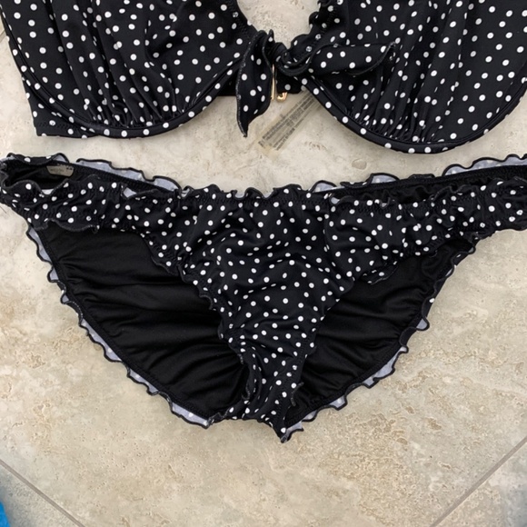 Victoria's Secret Polka Dot Bikini Black & White Top Size 36DDD Bottom Size L - Picture 5 of 14
